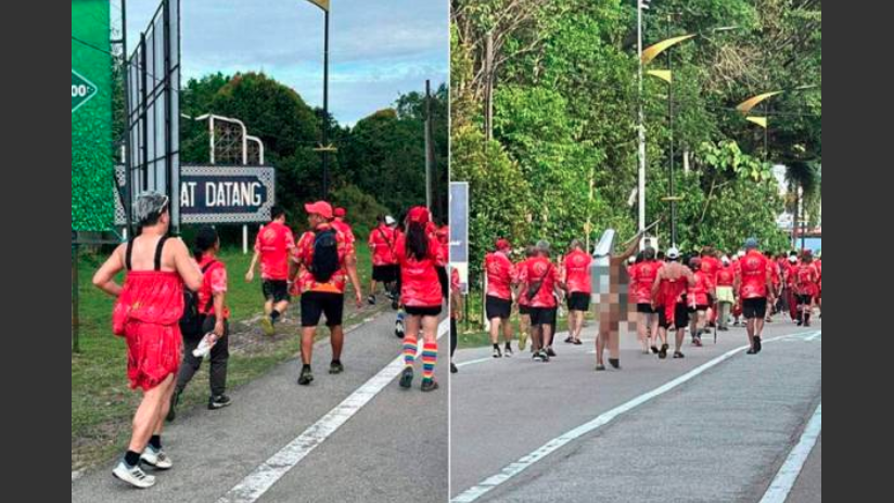 Tangkap layar peserta berpakaian tidak senonoh dalam Larian Antarabangsa Pan Asia 2024 di sebuah hotel di Bandar Penawar, Desaru, Kota Tinggi. - Foto Sinar Harian